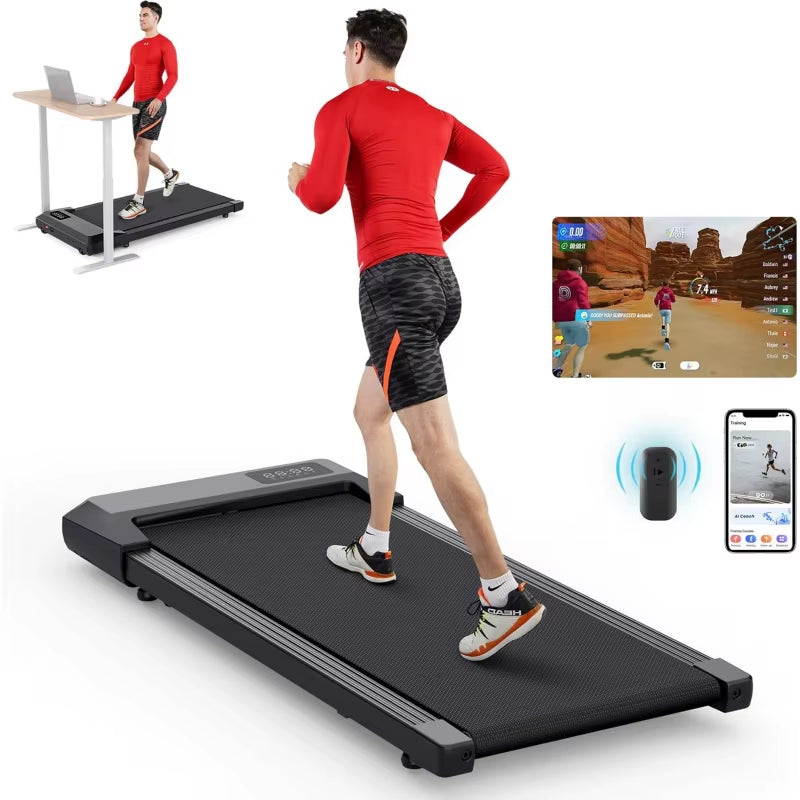 2024 Upgrade Walking Pad - Raceable Smart under Desk Treadmill with Rewards Program, Quick Setup, 2.5HP, App/Remote Control, LED